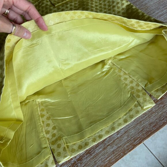 Antonio Melani Yellow Jacquard Polka Dot Pencil Skirt Size 8 - Picture 8 of 11